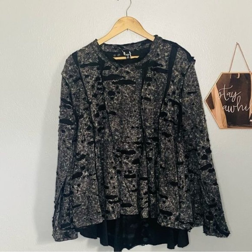 Dress To Kill Gray Distressed Burnout Sheer Cotton OSFA